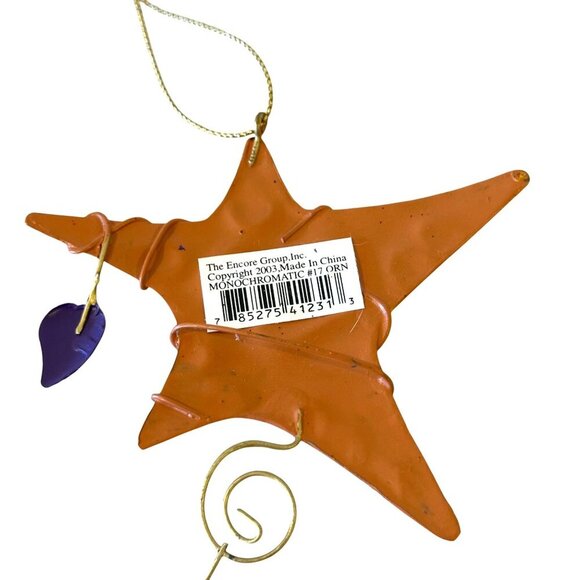 Vintage Star Ornament Gold Red Wire Beads 4in Holiday Decor Christmas Eclectic - Picture 4 of 7